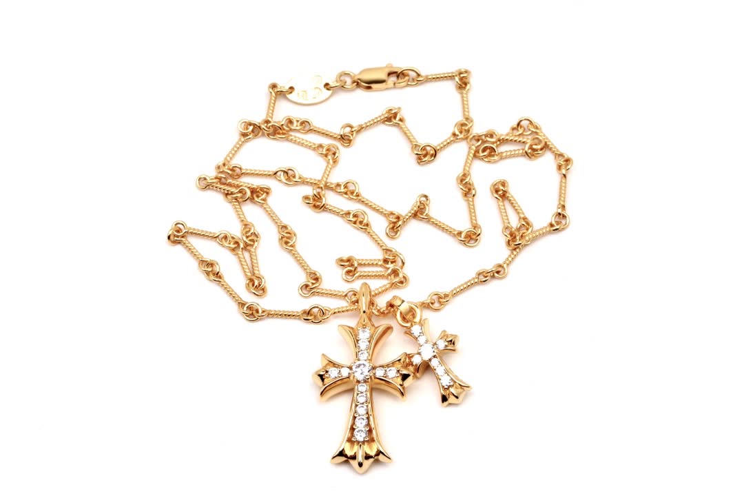 Chrome Hearts Gold Cross Pendant with Diamonds